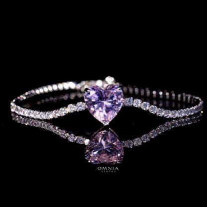 Omnia Louise Pink Bracelet In 92.5 Silver in High Quality Simulated Diamonds