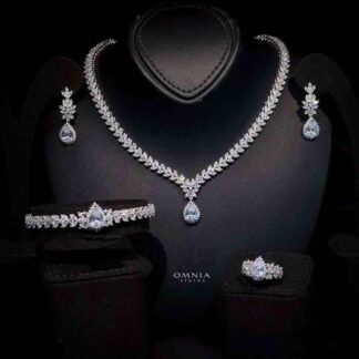 Omnia Naeema White Bridal Full Set in 92.5 Silver High Quality Simulated Diamonds