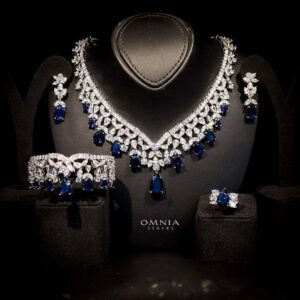 Omnia Princess Dark Blue Simulated Diamonds Set