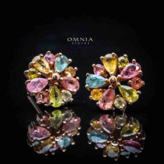 Omnia Hailee Earrings In 92.5 Silver High Quality Natural tourmaline