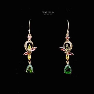 Omnia maha Earrings In 92.5 Silver High Quality Natural tourmaline