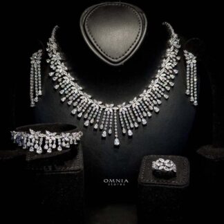 Omnia Kawthar White Luxury Bridal Full Set in High Quality Zircon Stones