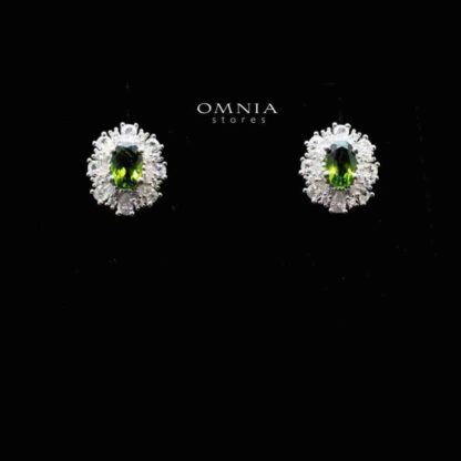 Omnia Jeana Earrings in 92.5 Silver High Quality Pyroxene Stone