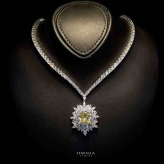 Omnia Thalia Yellow Necklace in 92.5 Silver High Quality Simulated diamonds