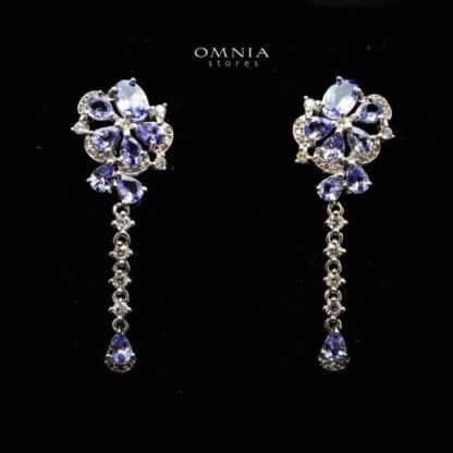 Omnia Rawan Drop Earrings In 92.5 Silver High Quality Tanzanite Stone