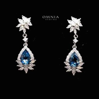 Omnia Fatemah Drop Earrings In 92.5 Silver High Quality London Blue Topaz