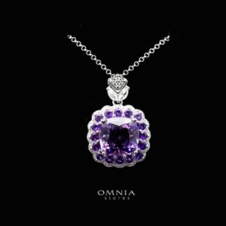 Omnia Futol Necklace in 92.5 Silver In High Quality Amethyst stone