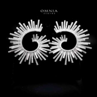Omnia Shadya Stud Earrings in High Quality Zircon Stone Rhodium Plated