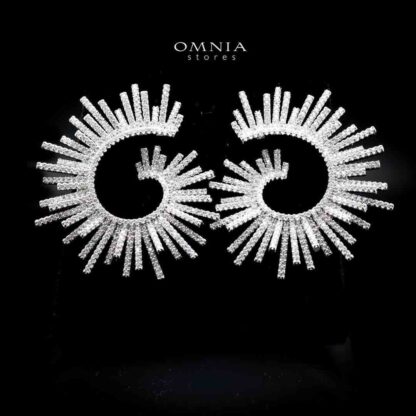 Omnia Shadya Stud Earrings in High Quality Zircon Stone Rhodium Plated