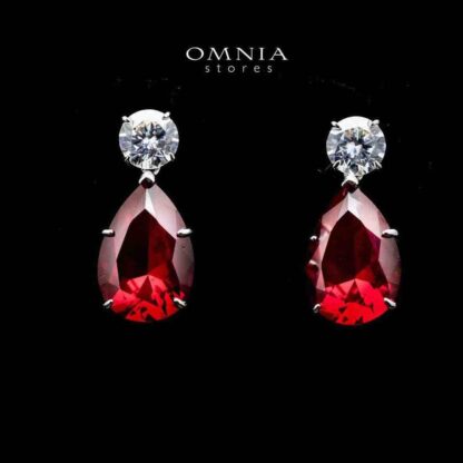 Omnia Byna Red Earring in 92.5 Silver Accessories In High Quality Simulated Diamonds