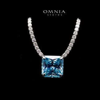 Omnia Bettina Sky Blue Necklace 92.5 Silver in High Quality Simulated Diamonds