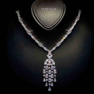 Omnia Israa Pink Necklace In 92.5 Silver High Quality Simulated diamonds