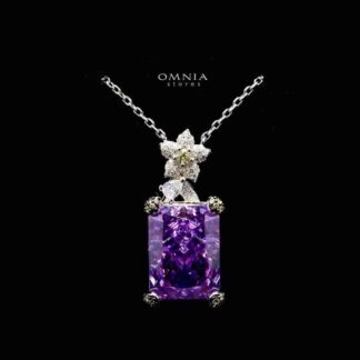 Omnia Riham Necklace in 92.5 Silver High Quality Simulated Diamonds