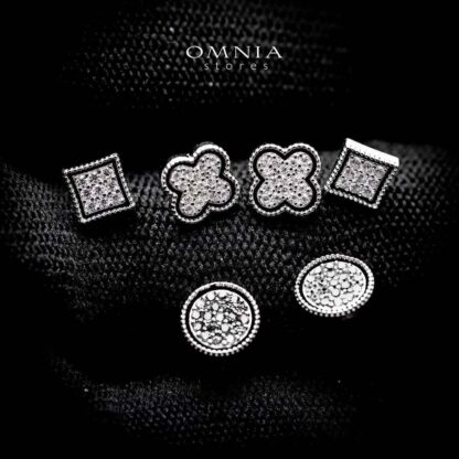 Omnia Jaleela Shape Stud Earrings Set in 92.5 Silver With High Quality Moissanite Stone