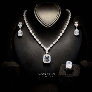 Omnia Audrey White Bridal Set Accessories in High Quality Simulated Diamonds