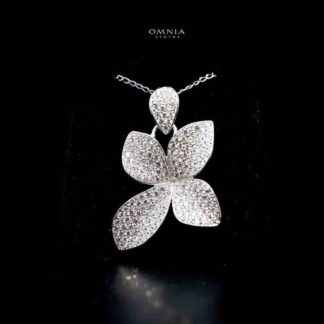 Omnia Dayana Floral Necklace in High Quality 92.5 Silver with Simulated Diamonds