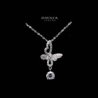 Omnia Liyana Butterfly Necklace in High Quality 92.5 Silver with Zircon Stones