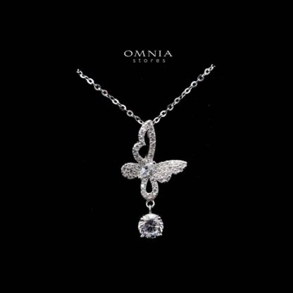 Omnia Liyana Butterfly Necklace in High Quality 92.5 Silver with Zircon Stones