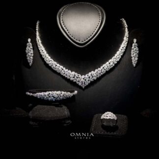 Omnia Alina White Bridal Full Set in High Quality Zircon Stone Rhodium Plated
