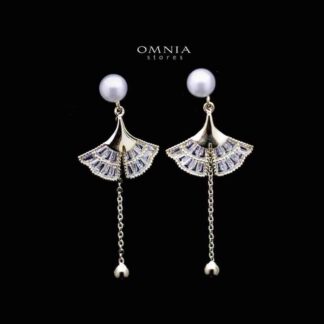 SUPER SALE!!! Omnia Diana Pearl Earrings with Iced Cut Stones in High Quality 92.5 Silver
