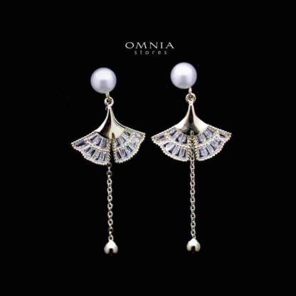 SUPER SALE!!! Omnia Diana Pearl Earrings with Iced Cut Stones in High Quality 92.5 Silver