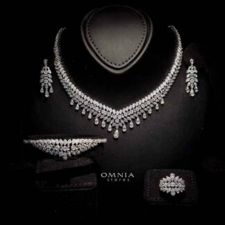 Omnia Sima White Bridal Full Set in High Quality Zircon Stone Rhodium Plated