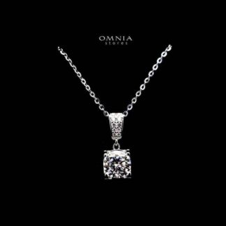 Omnia Dana Solitaire Pendant Necklace in 92.5 Silver with High Quality Moissanite Stone