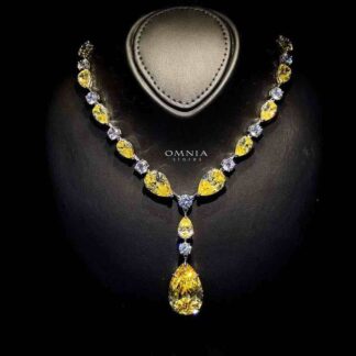 Omnia Isabella Yellow Necklace in 92.5 Silver with High Quality Simulated Diamonds