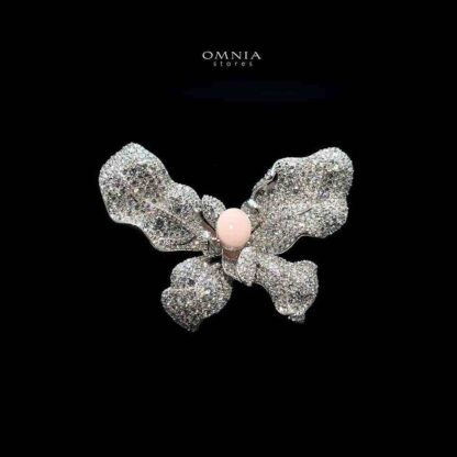 Omnia Ava Butterfly Brooch in 92.5 Silver with High Quality Simulated Diamonds