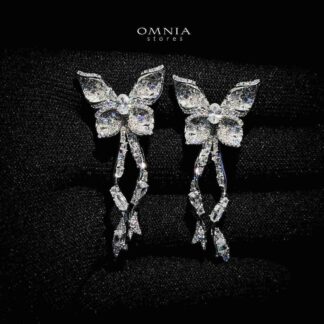 Omnia Zoey Butterfly Drop Earrings in 92.5 Silver with High Quality Simulated Diamonds