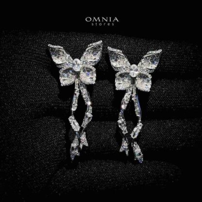 Omnia Zoey Butterfly Drop Earrings in 92.5 Silver with High Quality Simulated Diamonds