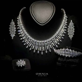 Omnia Lana White Bridal Full Set in High Quality Zircon Stone Rhodium Plated