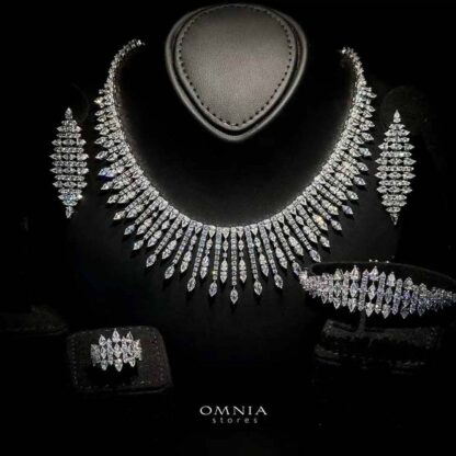 Omnia Lana White Bridal Full Set in High Quality Zircon Stone Rhodium Plated