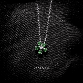 Omnia Emerald Bloom Necklace In 92.5 Silver with High Quality Simulated Diamonds