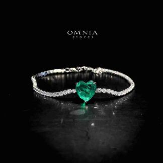 Omnia Louise Green Bracelet In 92.5 Silver High Quality Simulated Diamonds