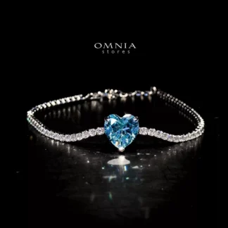 Omnia Louise Sky Blue Bracelet In 92.5 Silver High Quality Simulated Diamonds
