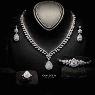 Omnia Sophia Teardrop Bridal Full Set in 925 Silver with High Quality Simulated Diamonds