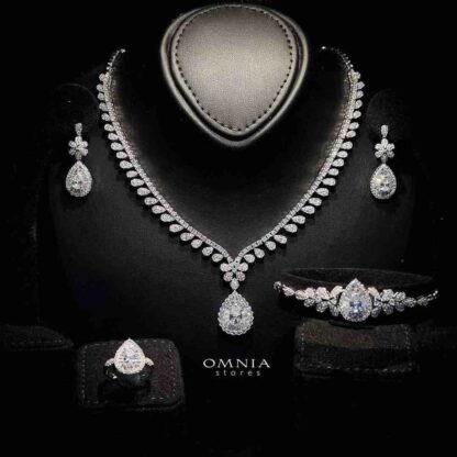 Omnia Sophia Teardrop Bridal Full Set in 925 Silver with High Quality Simulated Diamonds