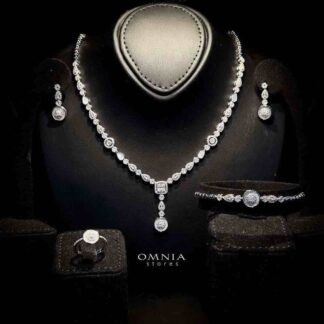 Omnia Olivia Elegant Bridal Full Set in 925 Silver High Quality Simulated Diamonds (Only Available in KSA)