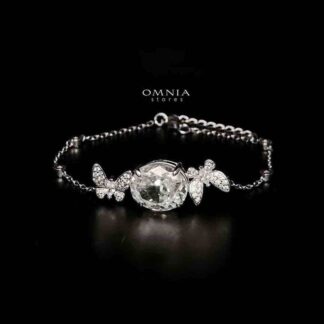 Omnia Maysun Pure White Bracelet in 92.5 Silver with High Quality Simulated Diamonds