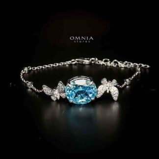 Omnia Maysun Baby Blue Bracelet in 92.5 Silver with High Quality Simulated Diamonds