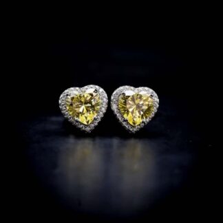 Omnia Latifa Yellow Stud Earrings in 92.5 Silver High Quality Simulated Diamonds