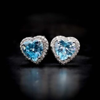 Omnia Latifa Sky Blue Stud Earrings in 92.5 Silver High Quality Simulated Diamonds