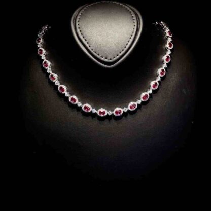 Omnia Asiya Maroon Necklace 92.5 Silver In High Quality Simulated diamonds