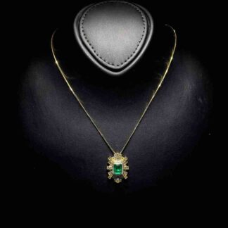 Omnia Green Radiance Necklace in 92.5 Silver with High Quality Simulated Diamonds