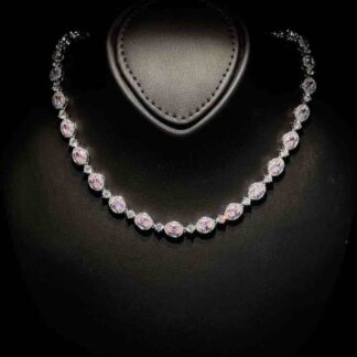 Omnia Asiya Pink Necklace 92.5 Silver In High Quality Simulated diamonds