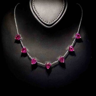 Omnia Ruby Red Heart Charm Necklace in 92.5 Silver with High-Quality Simulated Diamonds