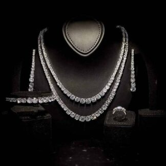 Omnia Ansa White Large Size Luxury Bridal Full Set in High Quality Simulated Diamonds Rhodium Plated