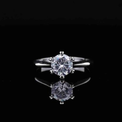Omnia Mich Pure White Solitaire Ring in 92.5 Silver with High-Quality Simulated Diamonds
