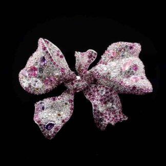 Omnia Clara Bow Brooch with Multi-Color Stones in High-Quality Simulated Diamonds
